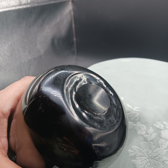 MCM GFC style Handblown Glass Vase Smoky Vintage Gothic Smokey Gray Blk - Picture 7 of 16